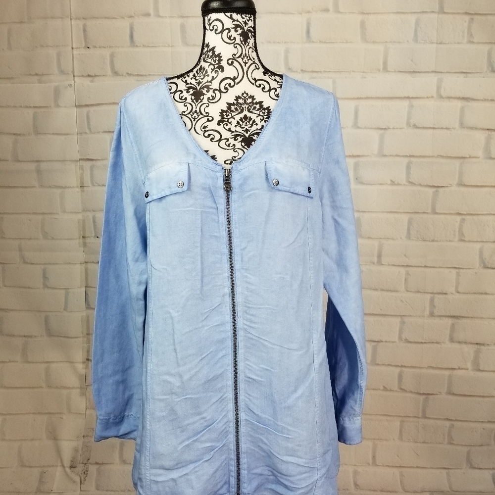 Soft Surroundings size L zip front long sleeve top